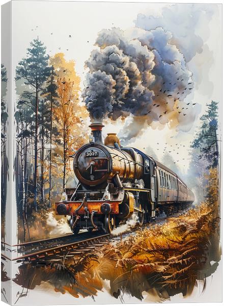 Steam Train Nostalgic Colour Canvas Print by T2 