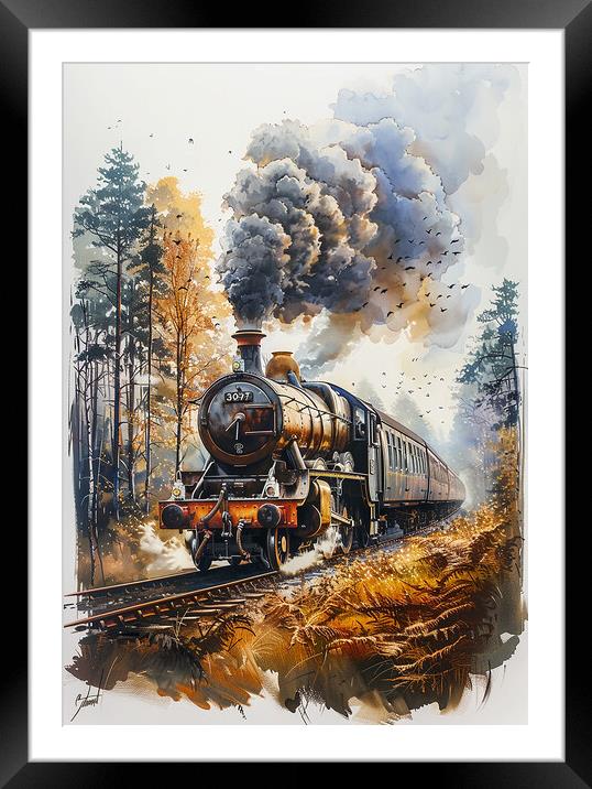 Steam Train Nostalgic Colour Framed Mounted Print by T2 
