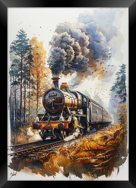 Steam Train Nostalgic Colour Framed Print by T2 