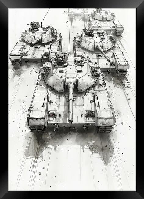 British Chieftan Tank Sketch Framed Print by Airborne Images