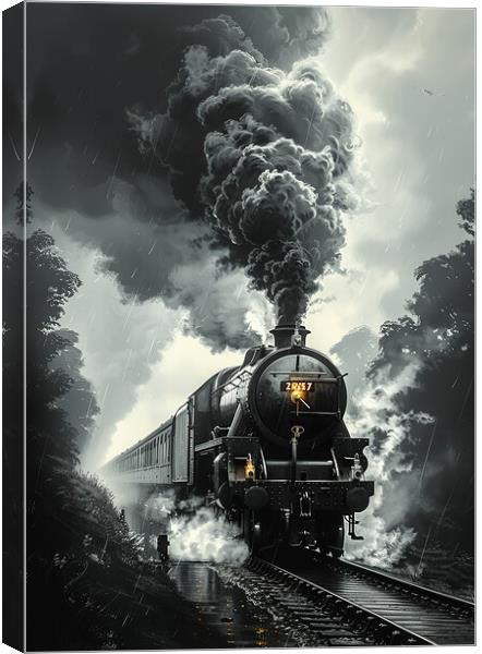 Romantic Steam Train Nostalgia Canvas Print by T2 