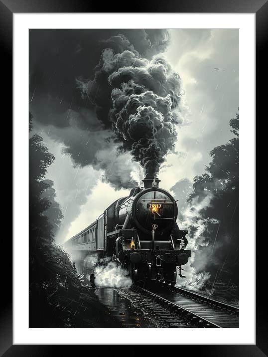 Romantic Steam Train Nostalgia Framed Mounted Print by T2 