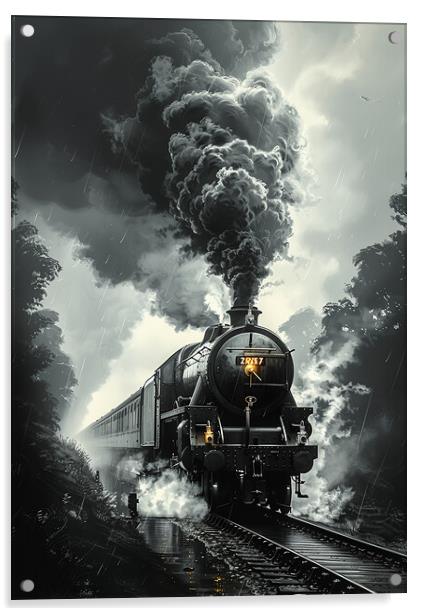 Romantic Steam Train Nostalgia Acrylic by T2 