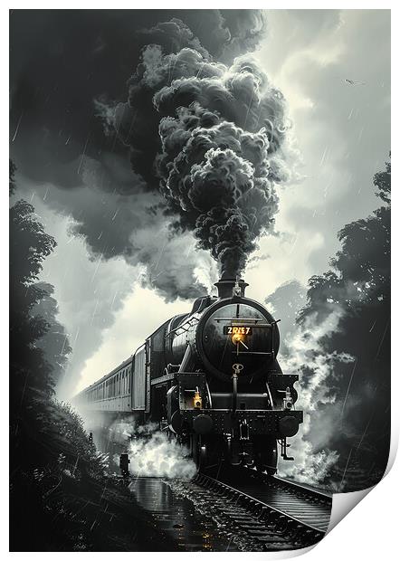 Romantic Steam Train Nostalgia Print by T2 