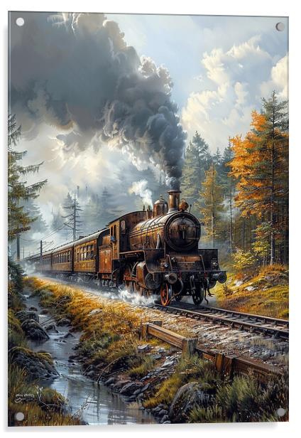 Steam Train Nostalgia Acrylic by T2 