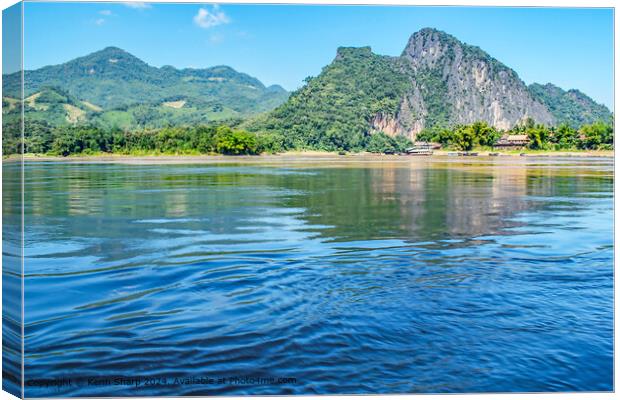 Mekong River Rippling Blue Reflections Canvas Print by Kenn Sharp