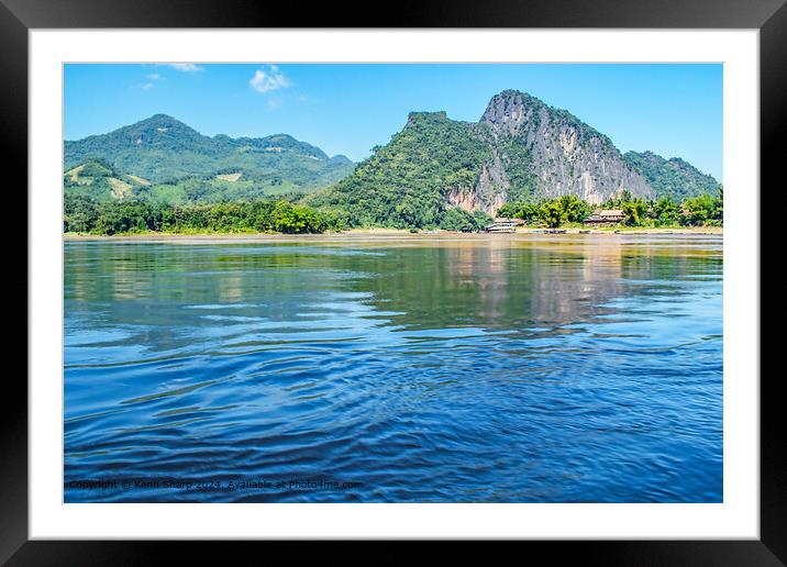 Mekong River Rippling Blue Reflections Framed Mounted Print by Kenn Sharp