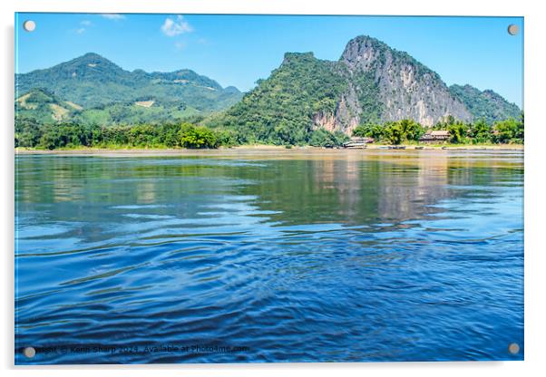 Mekong River Rippling Blue Reflections Acrylic by Kenn Sharp