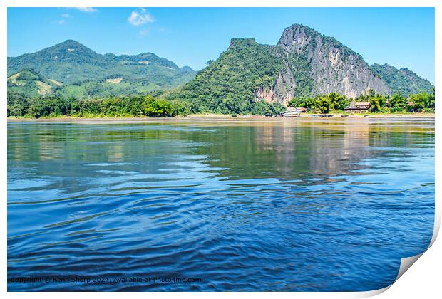 Mekong River Rippling Blue Reflections Print by Kenn Sharp