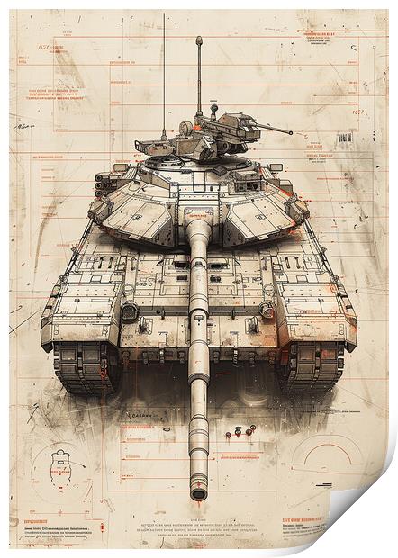 British Chieftan Tank Sketch Print by Airborne Images