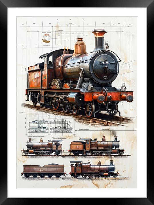 British Steam Train Art Framed Mounted Print by T2 