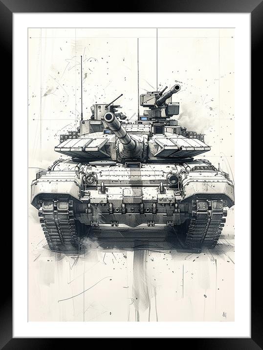 British Chieftan Tank Sketch Framed Mounted Print by Airborne Images