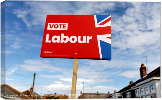 Labour Election Signpost with blue skies Canvas Print by Cass Castagnoli