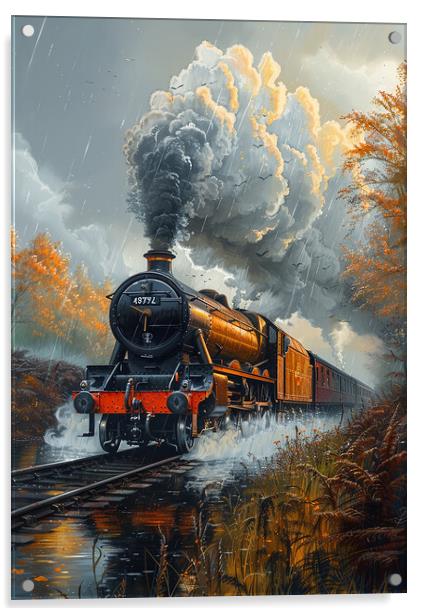 British Steam Train Art Acrylic by T2 
