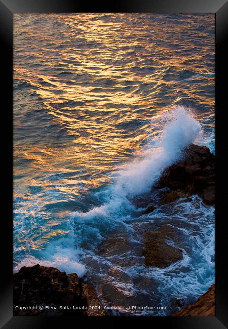 Rugged Coast Sunset Framed Print by Elena Sofia Janata