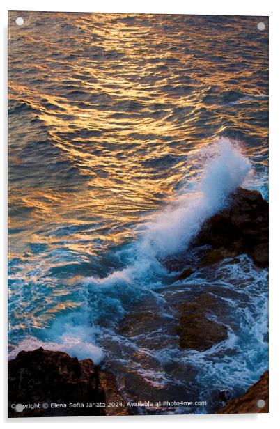 Rugged Coast Sunset Acrylic by Elena Sofia Janata
