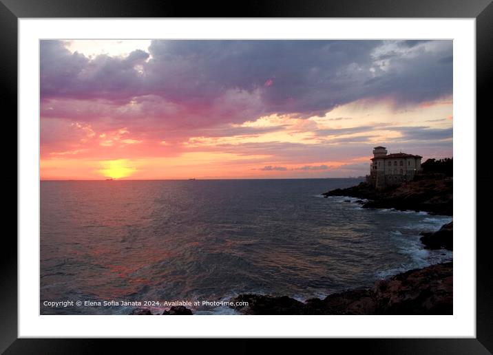 Tuscan Coast Sunset: Sand, Sea, Sky Framed Mounted Print by Elena Sofia Janata