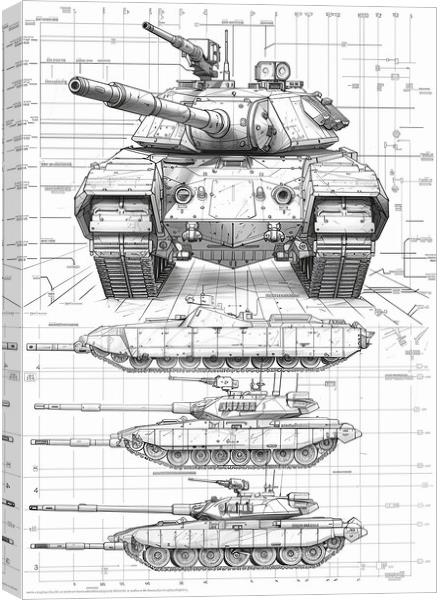 British Chieftan Tank Sketch Canvas Print by Airborne Images
