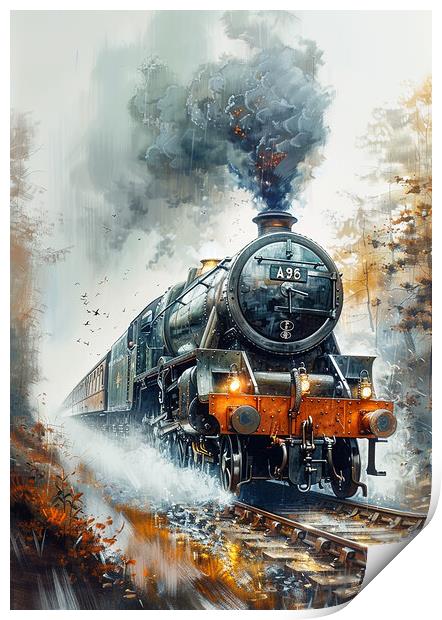 Steam Train Industrial Revolution Print by T2 