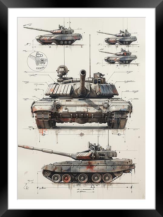 British Chieftain Tank Blueprint Framed Mounted Print by Airborne Images