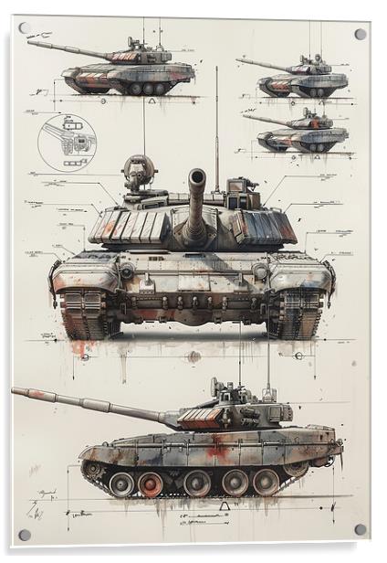 British Chieftain Tank Blueprint Acrylic by Airborne Images