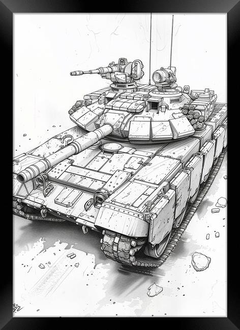 British Chieftan Tank Sketch Framed Print by Airborne Images