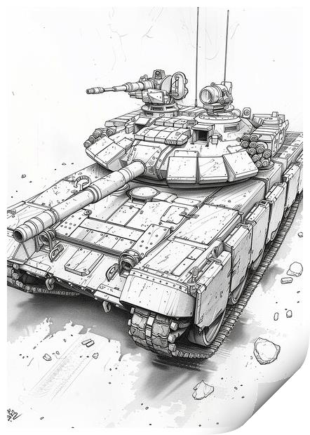 British Chieftan Tank Sketch Print by Airborne Images