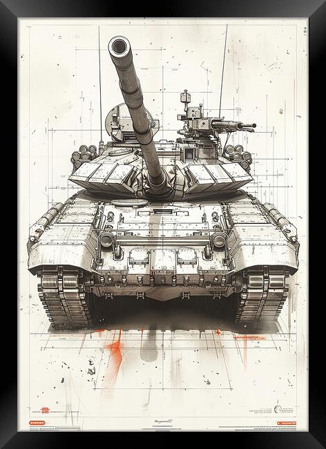 Chieftan Tank Blueprint Art Framed Print by Airborne Images