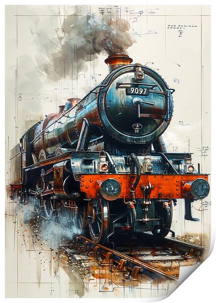 Steam Train Nostalgia - Smoke, Power, Romance Print by T2 