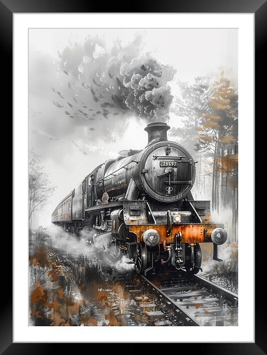 Romantic Steam Train Nostalgia Framed Mounted Print by T2 