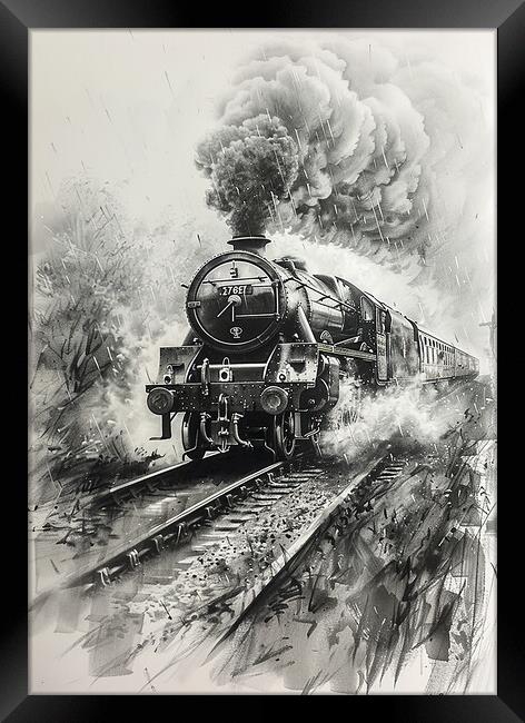 Steam Train Nostalgia Painting Framed Print by T2 