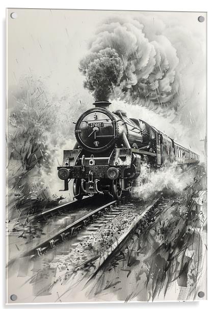 Steam Train Nostalgia Painting Acrylic by T2 