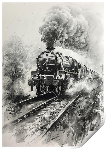 Steam Train Nostalgia Painting Print by T2 