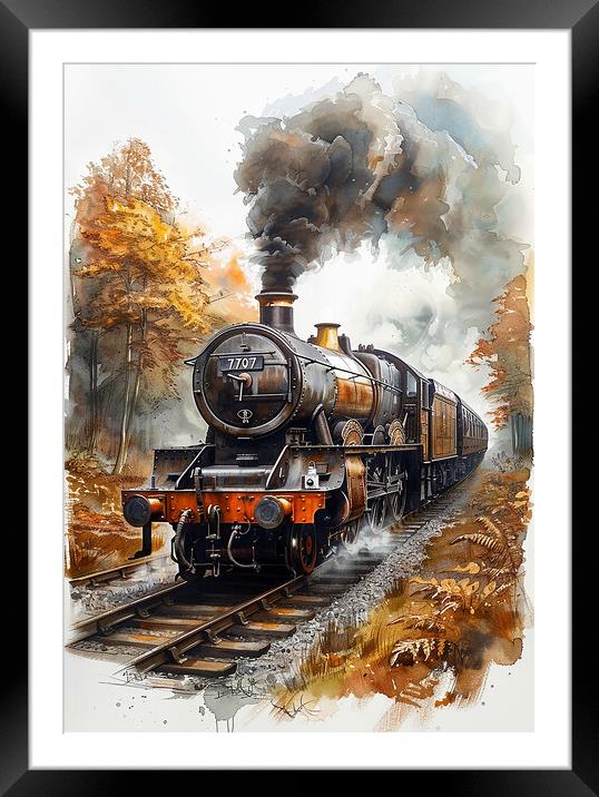 Steam Train Nostalgia Painting Framed Mounted Print by T2 