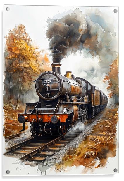 Steam Train Nostalgia Painting Acrylic by T2 