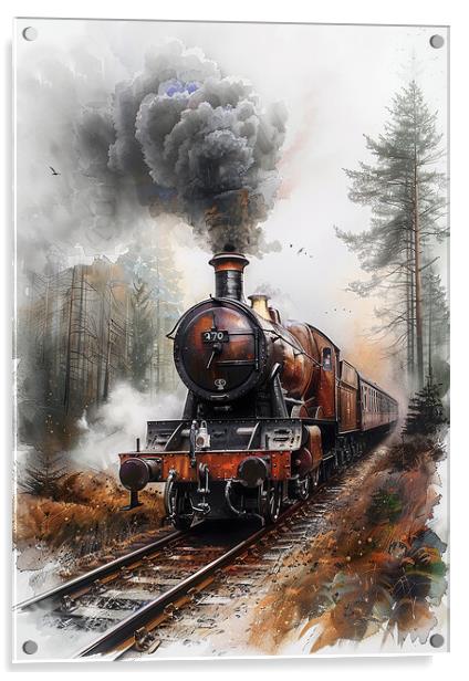 Steam Train Nostalgia Painting Acrylic by T2 