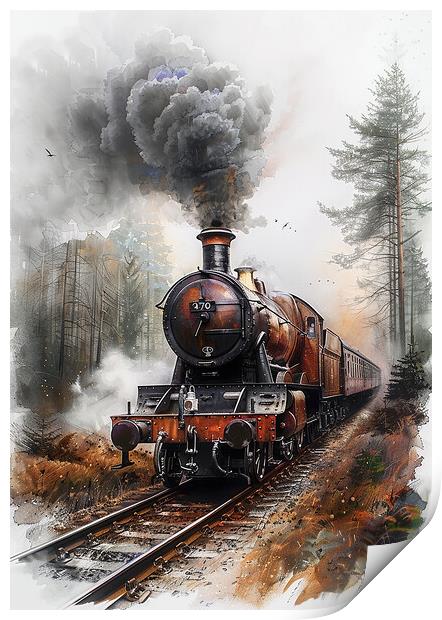 Steam Train Nostalgia Painting Print by T2 