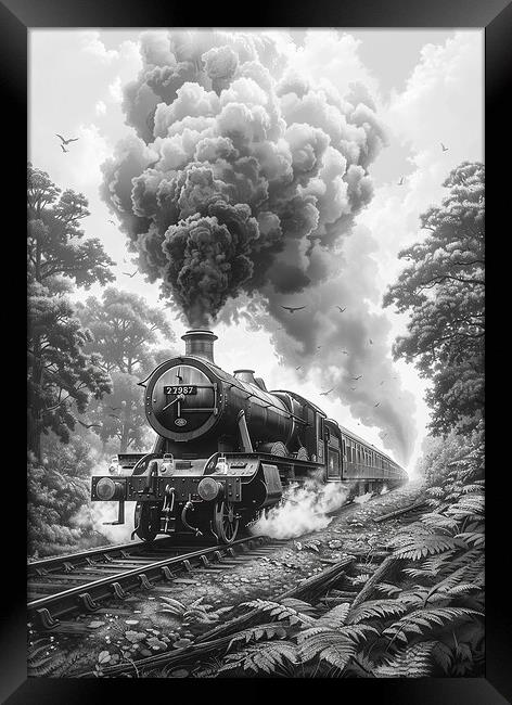 Steam Train Nostalgia in Monochrome Framed Print by T2 