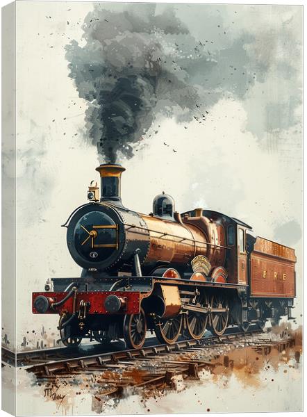 Steam Train Nostalgia Sketch Canvas Print by T2 