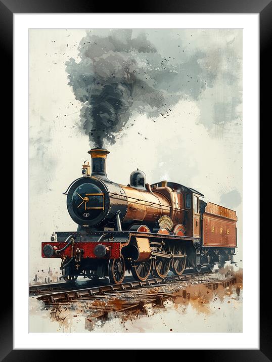 Steam Train Nostalgia Sketch Framed Mounted Print by T2 