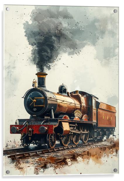 Steam Train Nostalgia Sketch Acrylic by T2 