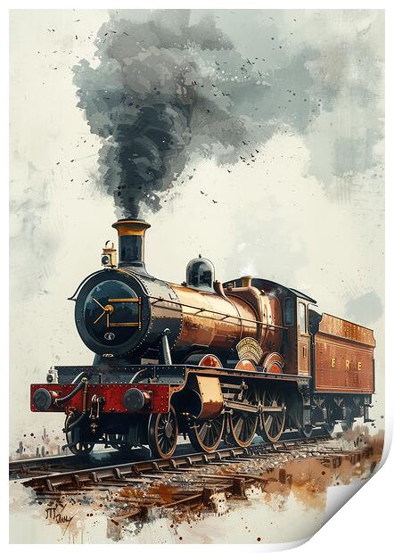 Steam Train Nostalgia Sketch Print by T2 