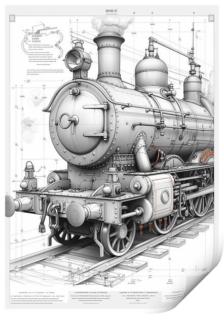 Steam Train Nostalgia Print by T2 