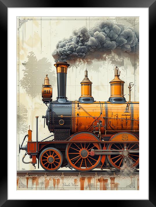 Steam Train Nostalgia Painting Framed Mounted Print by T2 
