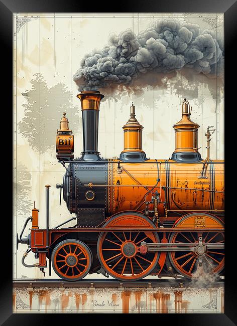 Steam Train Nostalgia Painting Framed Print by T2 