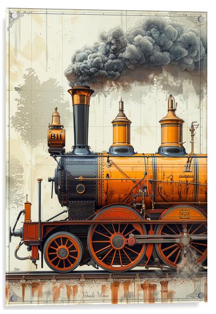 Steam Train Nostalgia Painting Acrylic by T2 