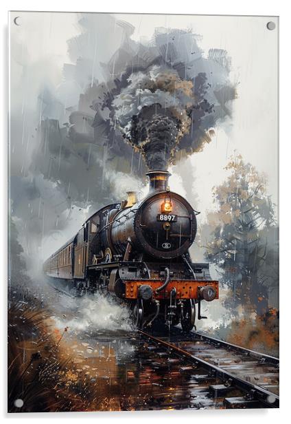 Steam Train Nostalgia Painting Acrylic by T2 