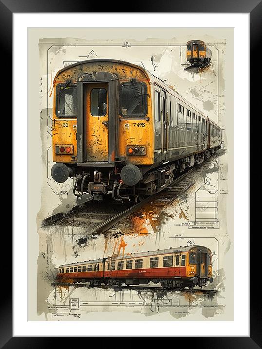 Vintage British Rail Diesel Train Framed Mounted Print by T2 