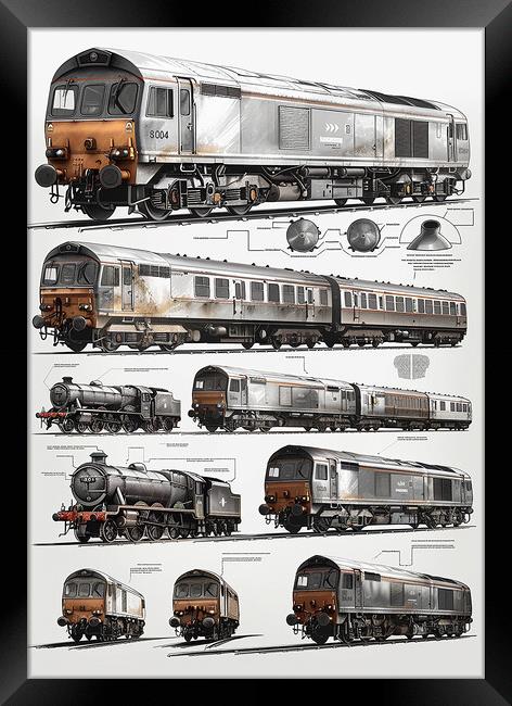 Vintage British Diesel Train Framed Print by T2 