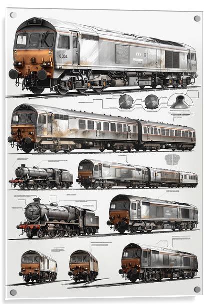 Vintage British Diesel Train Acrylic by T2 